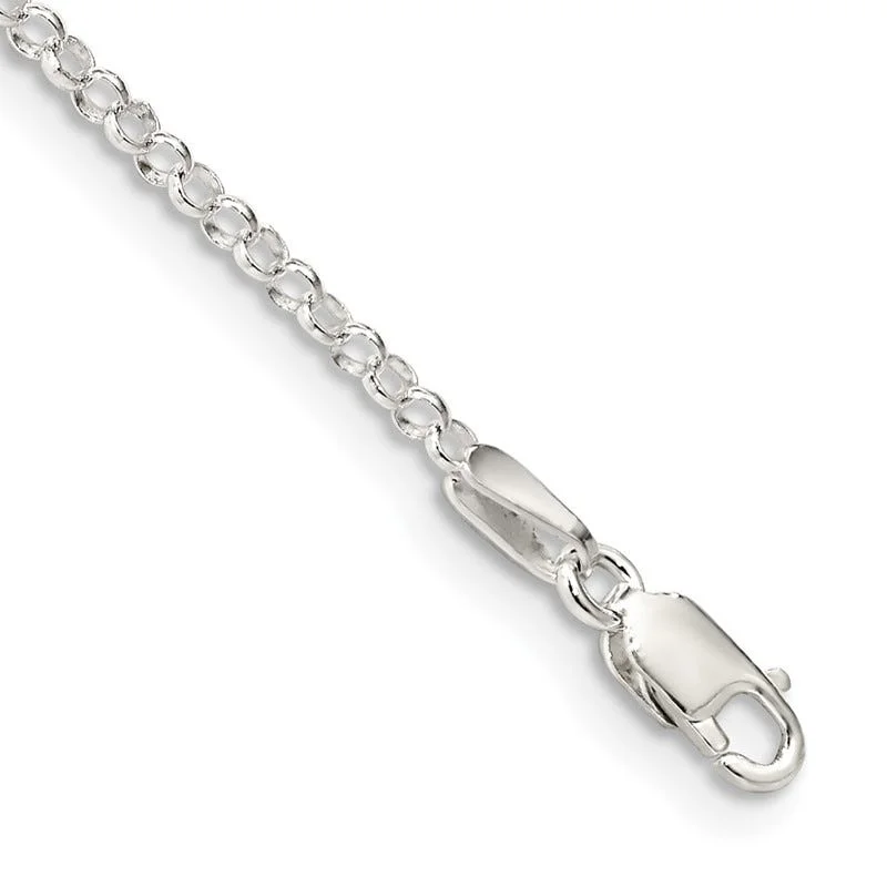 engraved anklets for women-Sterling Silver 2mm Rolo Chain Anklet