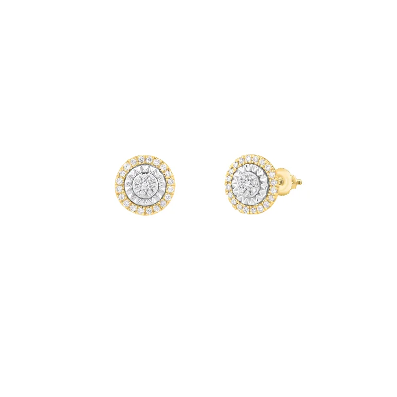 moon earrings for women-Diamond Round Roulette Stud Earrings (14K)