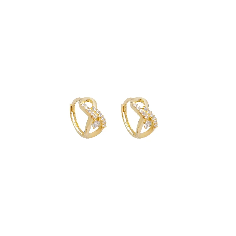 minimalist earrings for women-Cubic Zirconia Infinity Huggie Earrings (14K)