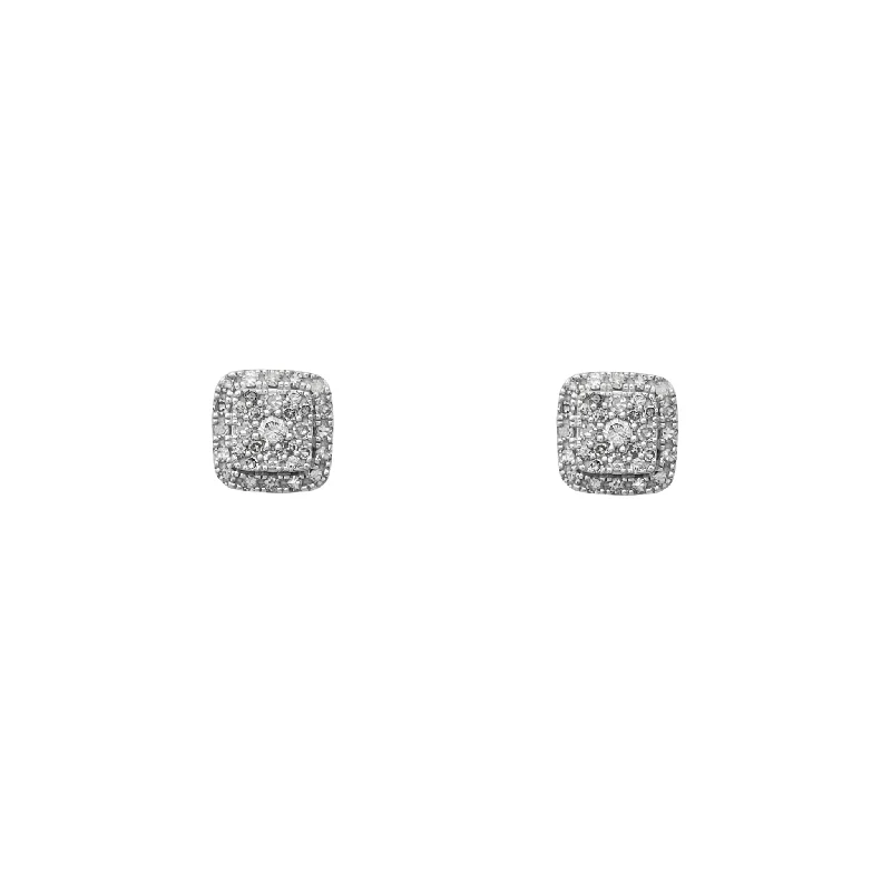 stud earrings for women-Diamond Square Stud Earrings (14K)