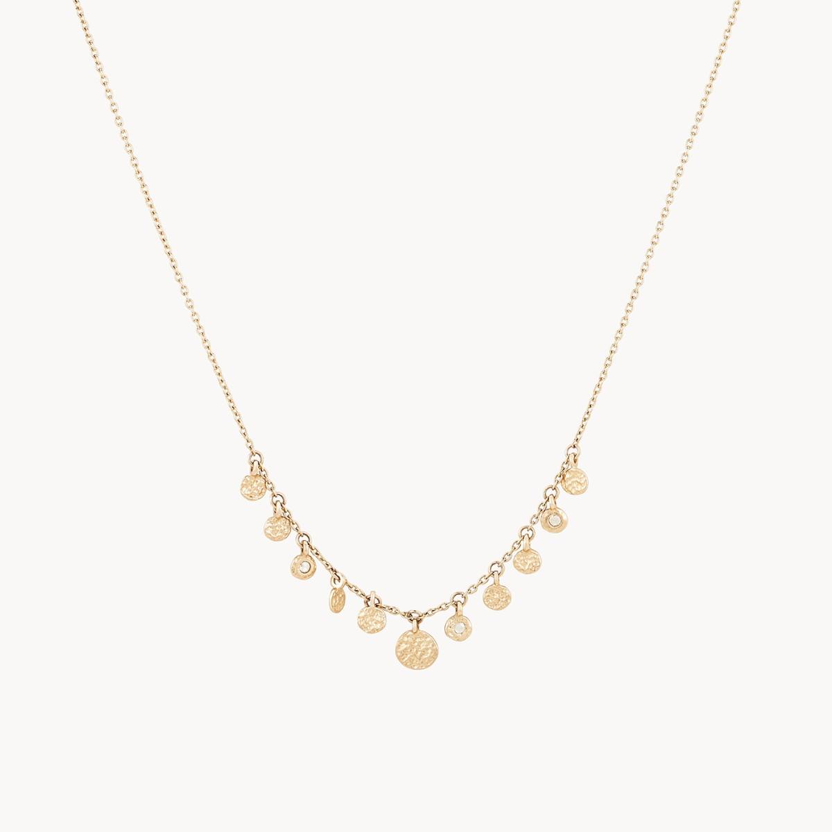 adjustable necklace for women-abacus disk diamond necklace - 14k yellow gold