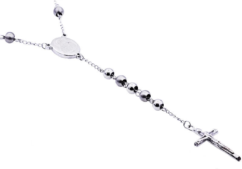 wedding necklace for women-Mens Stainless Steel Rosary