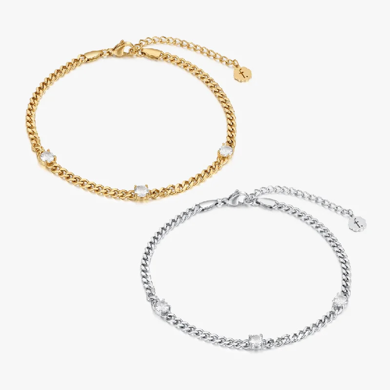 gold ankle chains for women-Trio Gem Anklet