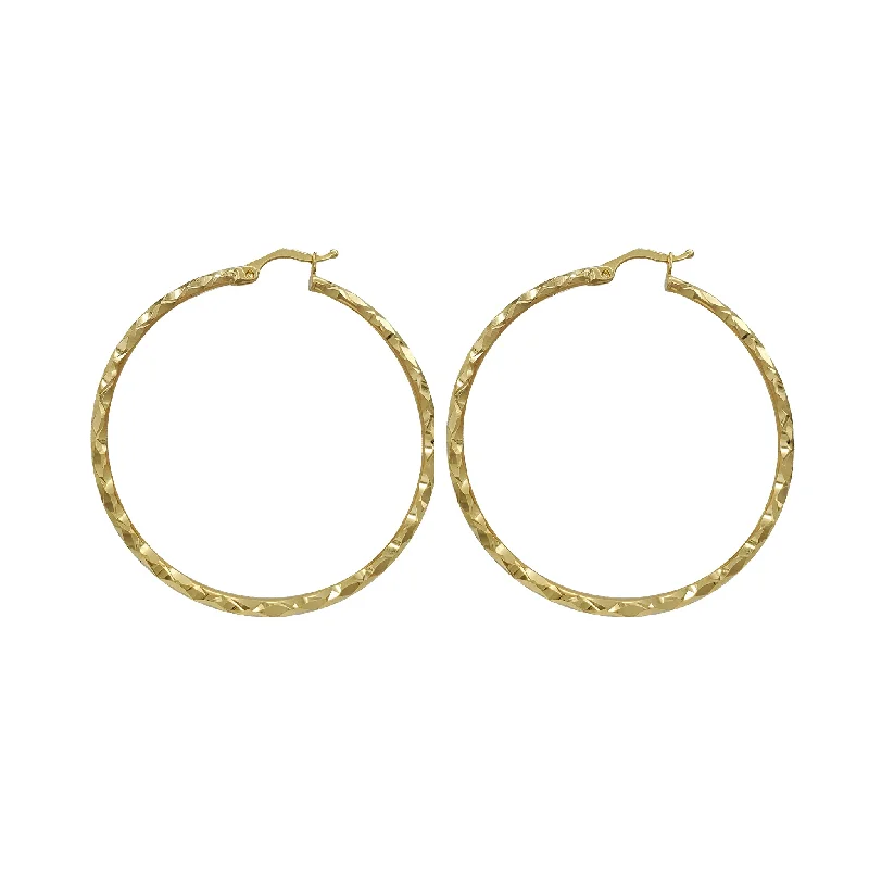 short earrings for women-Diamond cut Hoop Earrings (14K)