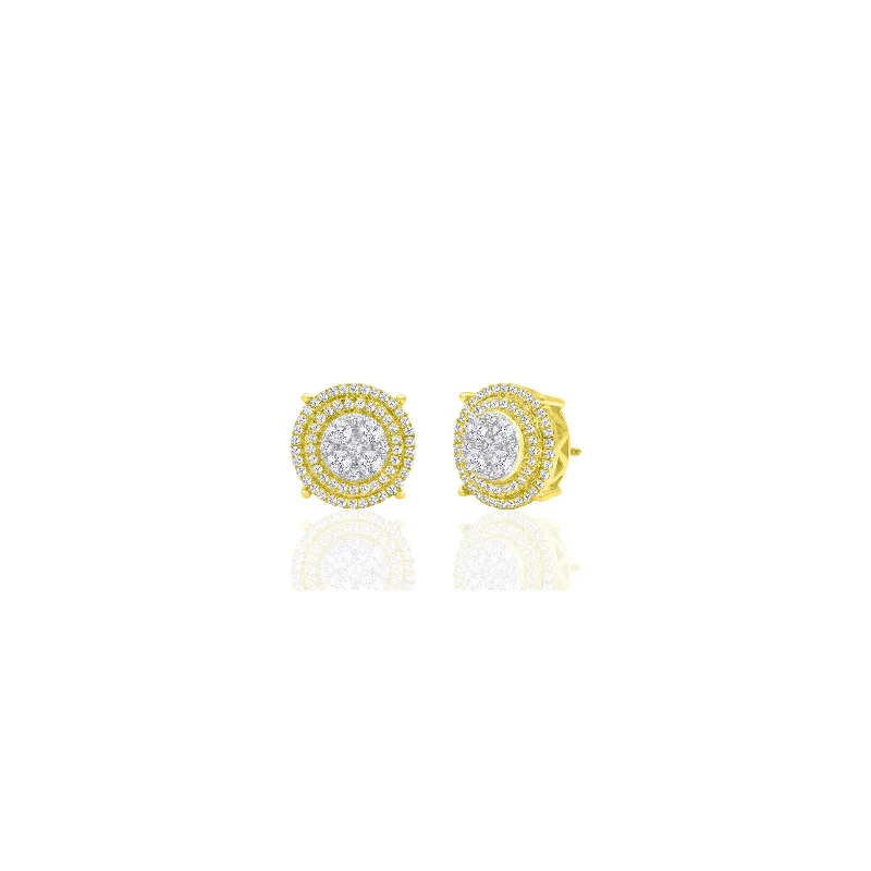 cocktail earrings for women-Diamond Cluster Stud Earrings (14K)