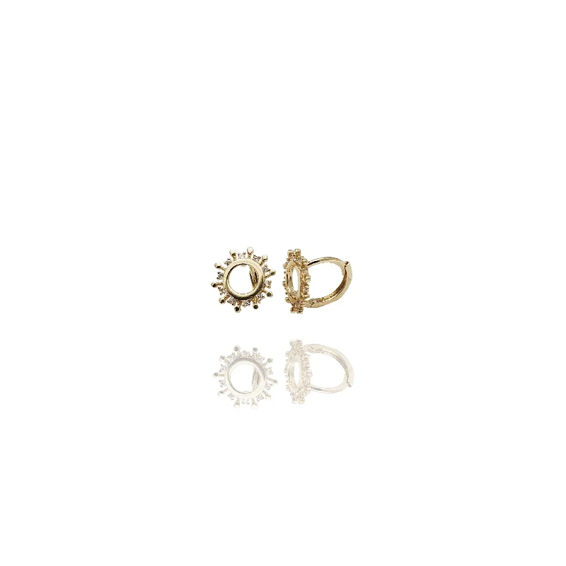 diamond stud earrings for women-CZ Sunbeam Huggie Earrings (14K)