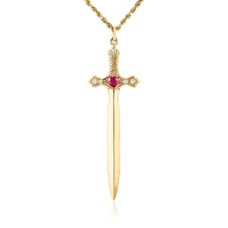 family necklace for women-Sacred Heart Sword