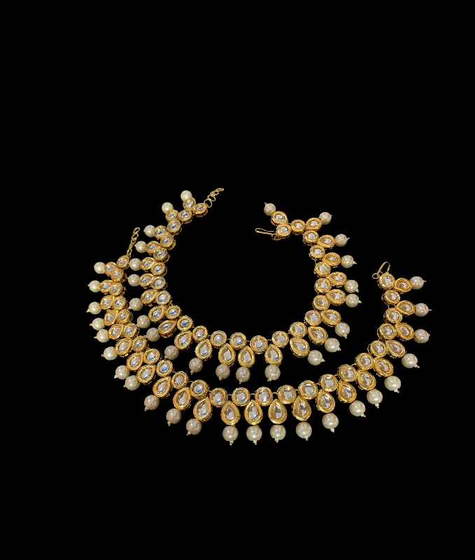 minimalist ankle bracelets for women-kundan  Anklets ( shell pearls  ) ( SHIPS IN 2 WEEKS )