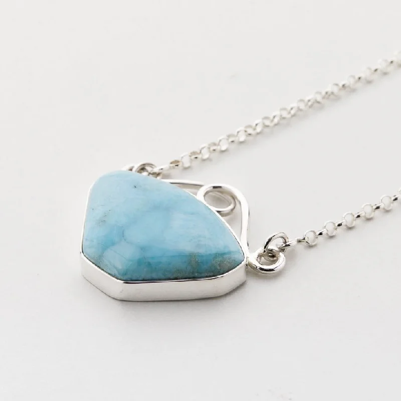 long necklace for women-Larimar Necklace, Mayim