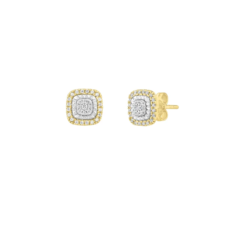 statement stud earrings for women-Diamond Square Roulette Stud Earrings (14K)