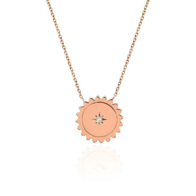 opal pendant necklace for women-Mini Sunshine Necklace with Star Set Diamond | Ready to Ship