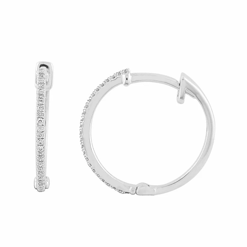 textured earrings for women-Diamond Hoop Earring (14K)