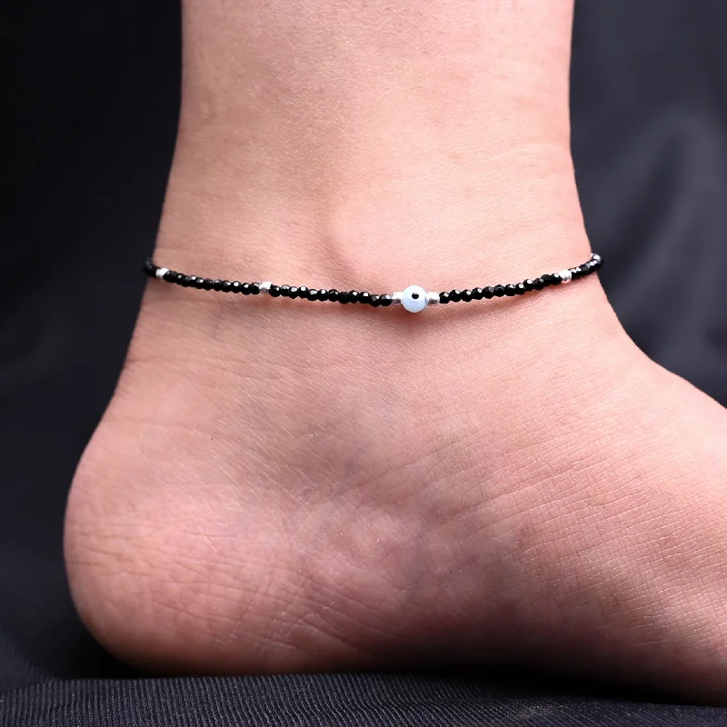 diamond ankle bracelets for women-Silver "Back Throw Negative Vibes" Anklet