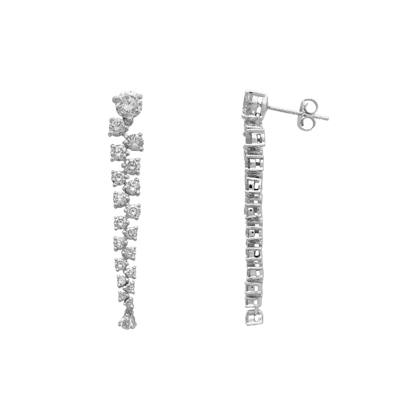 beaded earrings for women-Diamond Dangling Stud Earrings (14K)