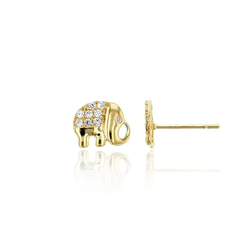 diamond earrings for women-Elephant Stud Earrings (14K)