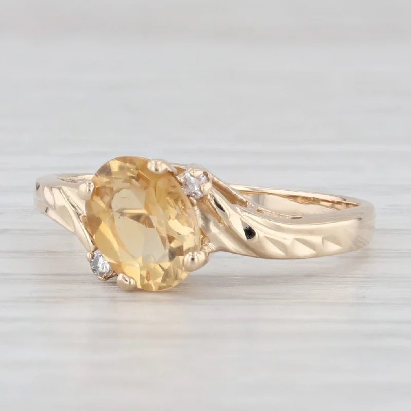 classic engagement rings for women-1.11ctw Oval Citrine Diamond Bypass Ring 10k Yellow Gold Size 8