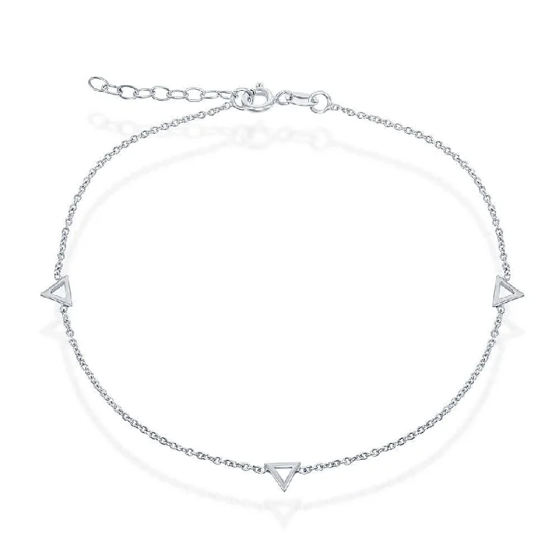 multi-strand anklets for women-Sterling Silver Open Triangle Anklet