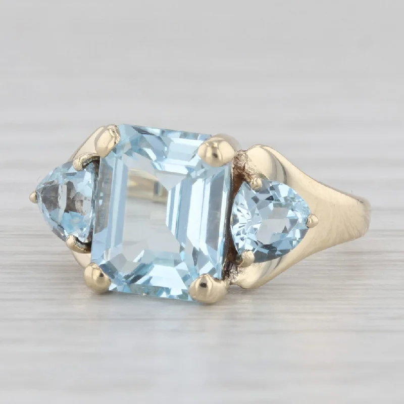 matching engagement rings for women-5.50ctw Emerald Cut Blue Topaz Ring 10k Yellow Gold Size 7