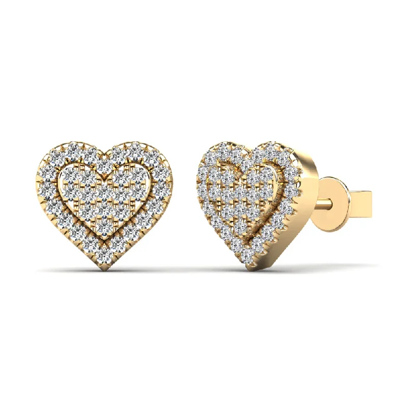 luxury hoop earrings for women-Diamond Heart Stud Earrings (14K)