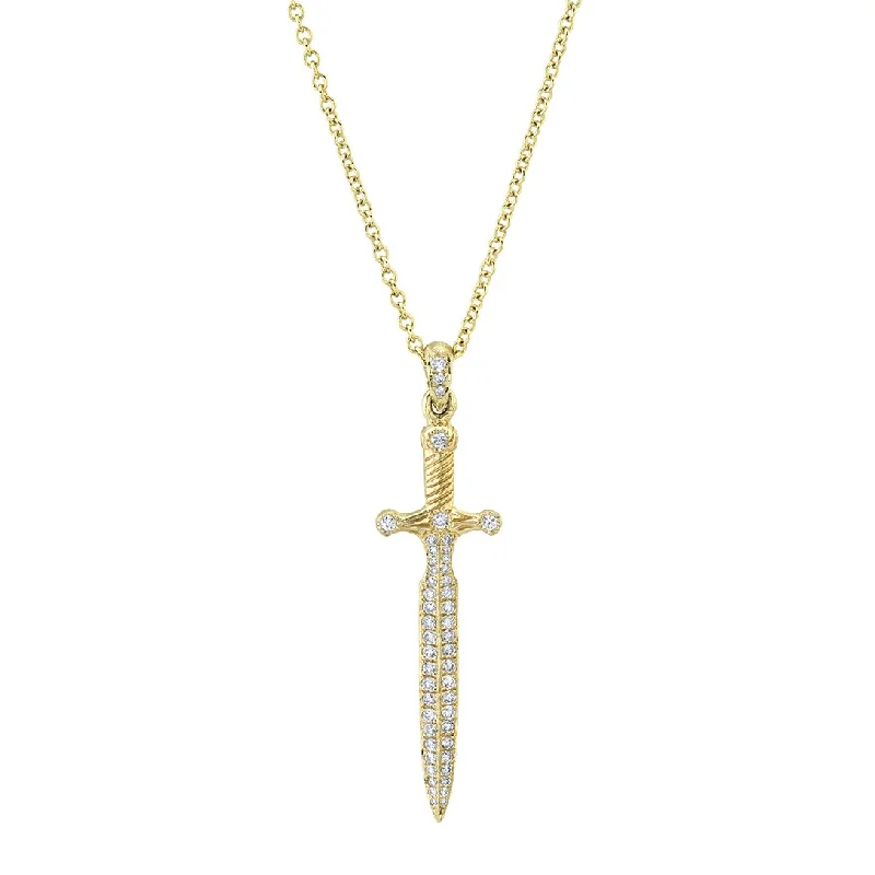 delicate necklace for women-Pavé Diamond Unity Sword Pendant