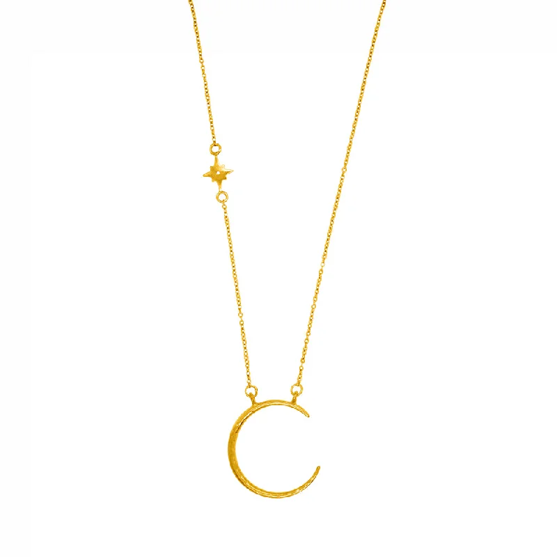 diamond pendant necklace for women-Crescent Moon Necklace in Gold