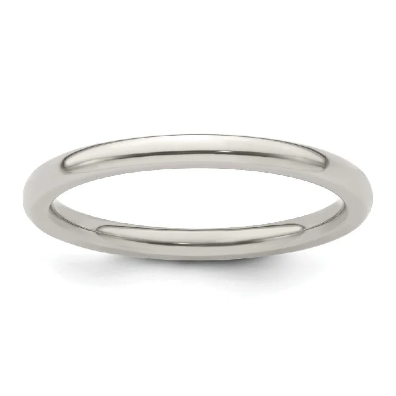 silver engagement rings for women-Edward Mirell Titanium Domed Band