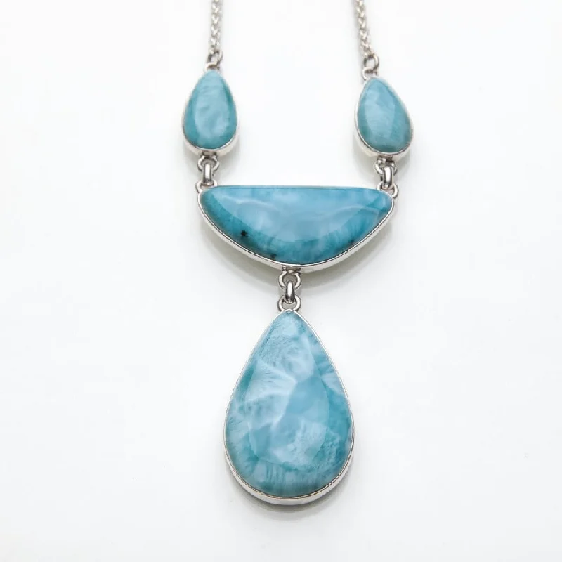 multi-strand necklace for women-Larimar Necklace Bahoruco