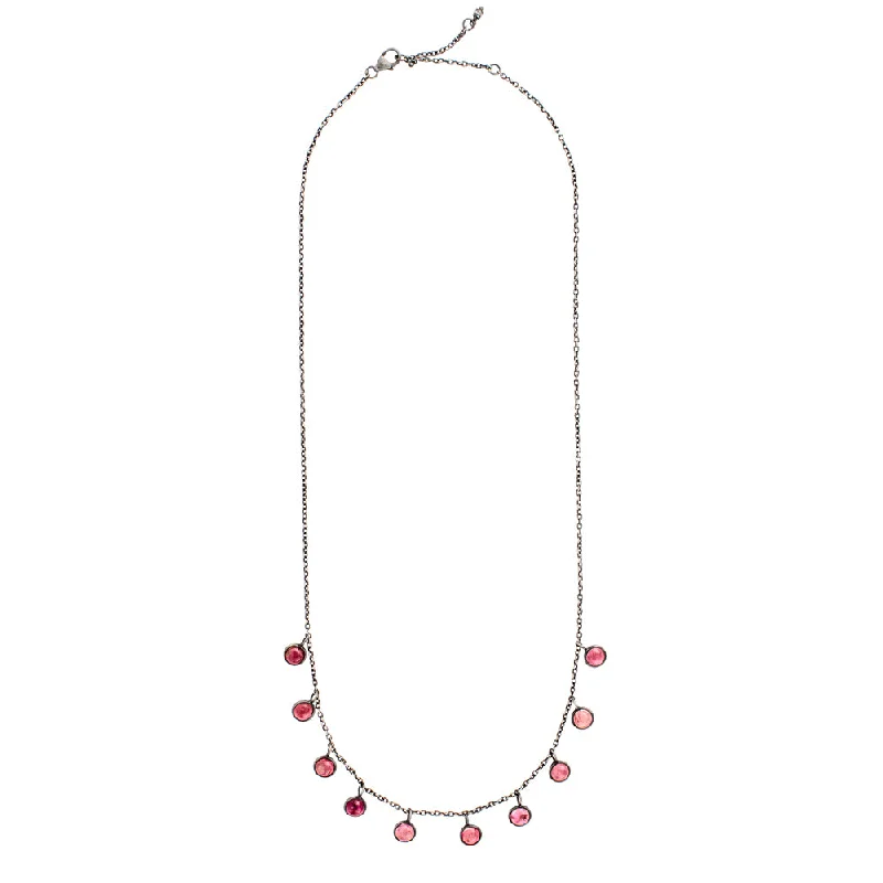 romantic necklace for women-Many Moons Necklace in Pink Tourmaline