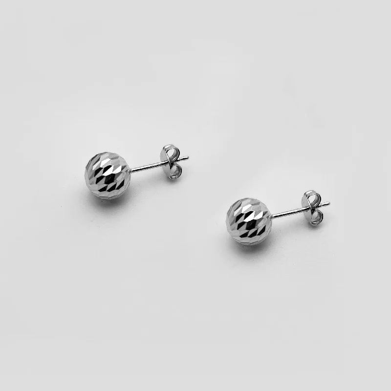 lightweight earrings for women-Faceted Ball Stud Earring (10K)