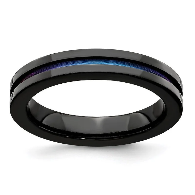 gemstone ring engagement rings for women-Edward Mirell Black Ti Anodized 4mm Band