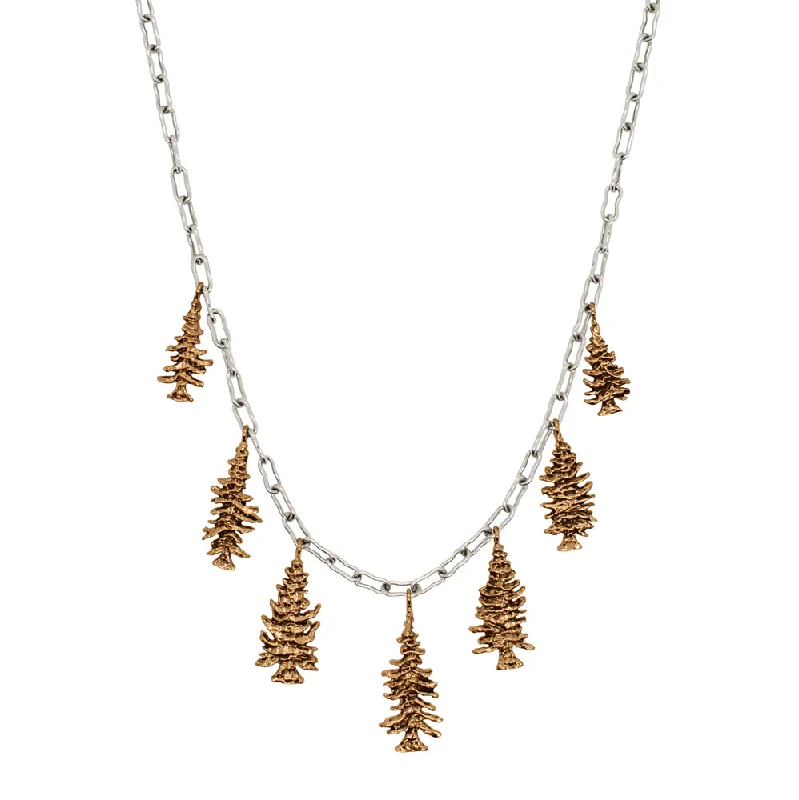 birthstone necklace for women-Through the Trees Necklace in Bronze & Silver