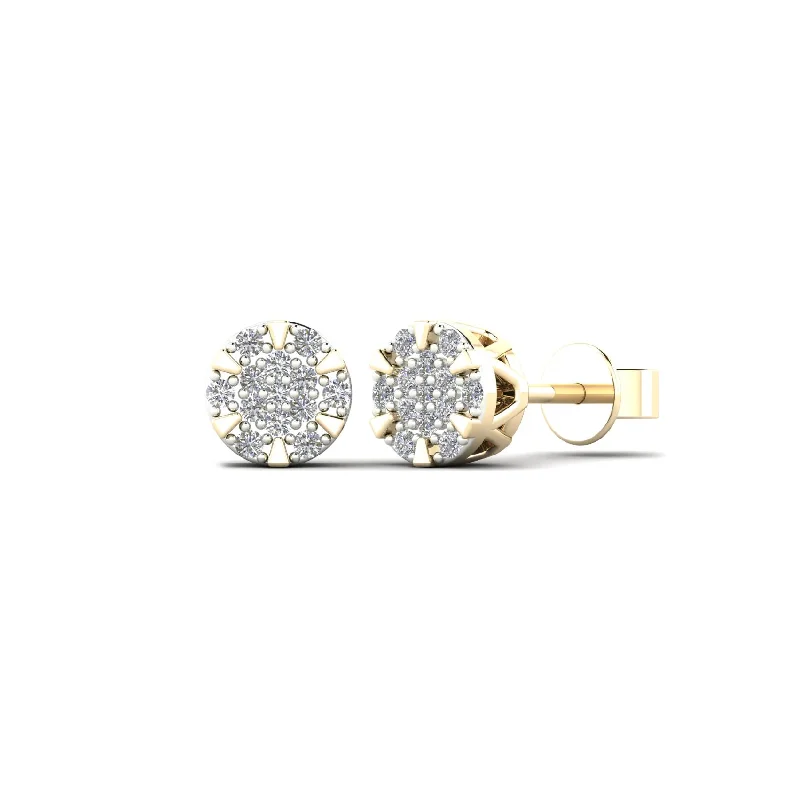 edgy earrings for women-Diamond Round Stud Earrings (14K)