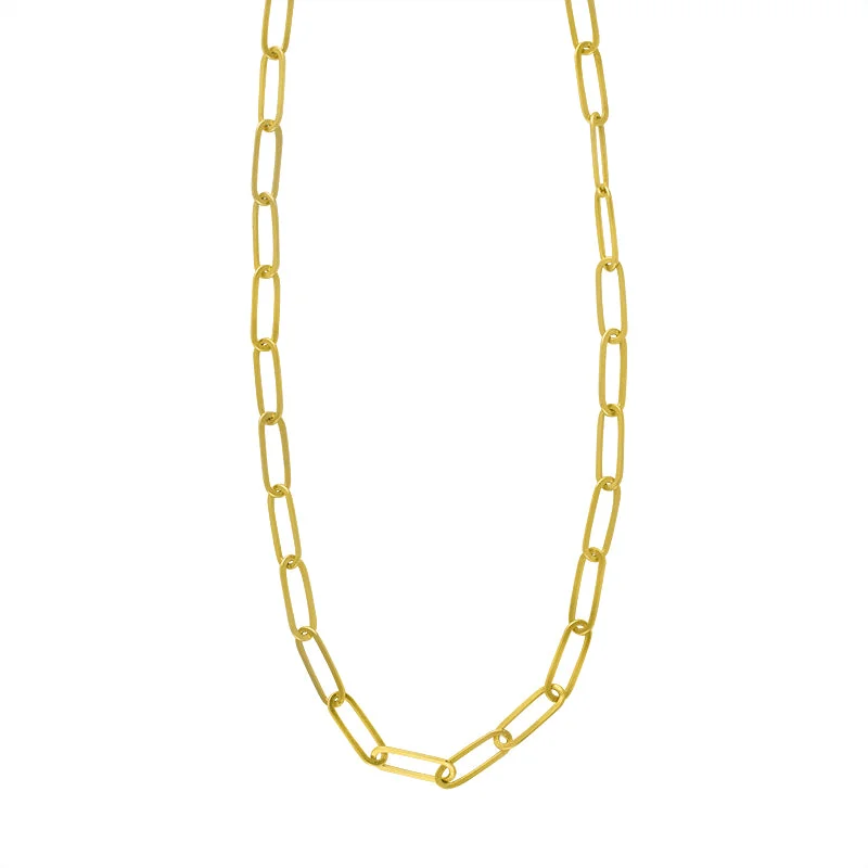 art deco necklace for women-Large Link Paperclip Chain Necklace in Gold - 18" L